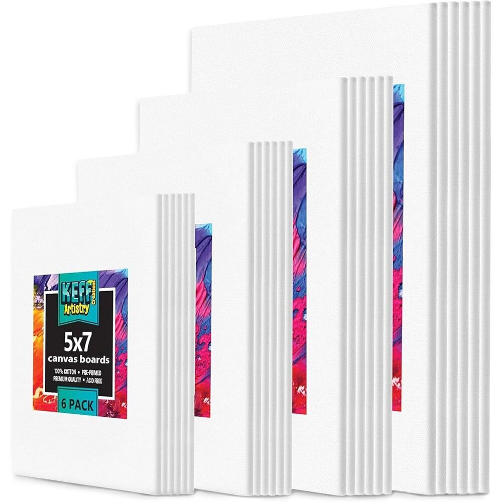 24-Pack Canvas for Painting, 6 of 5x7, 8x10, 9x12,11x14 Painting Canvas Boards,